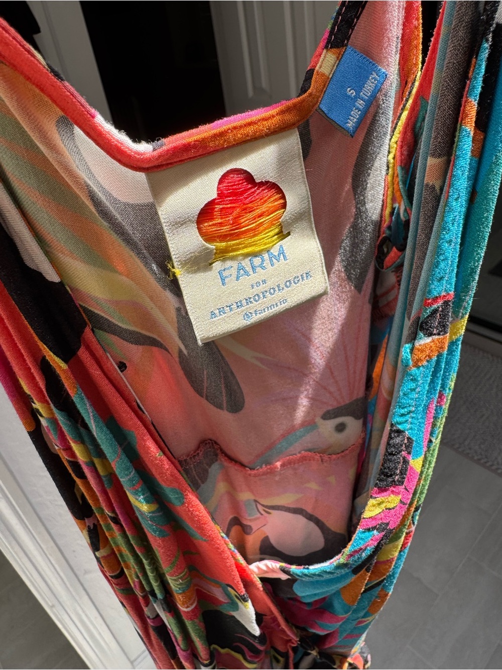 Anthropologie Tropical Toucan Maxi Dress - Blue & Pink - Picture 3 of 3